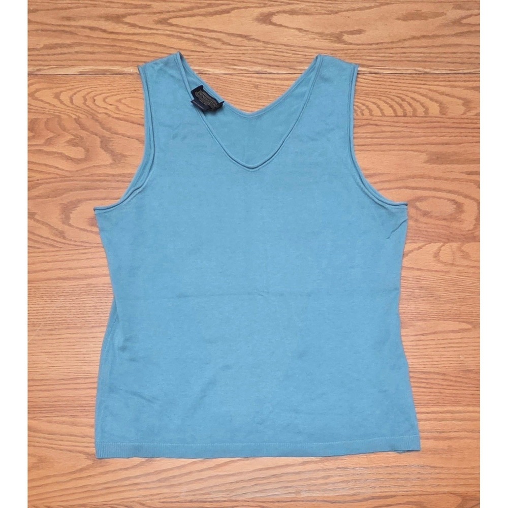 Pendleton Vintage Silk Minimalist Sleeveless Knit Teal Tank Top Size L